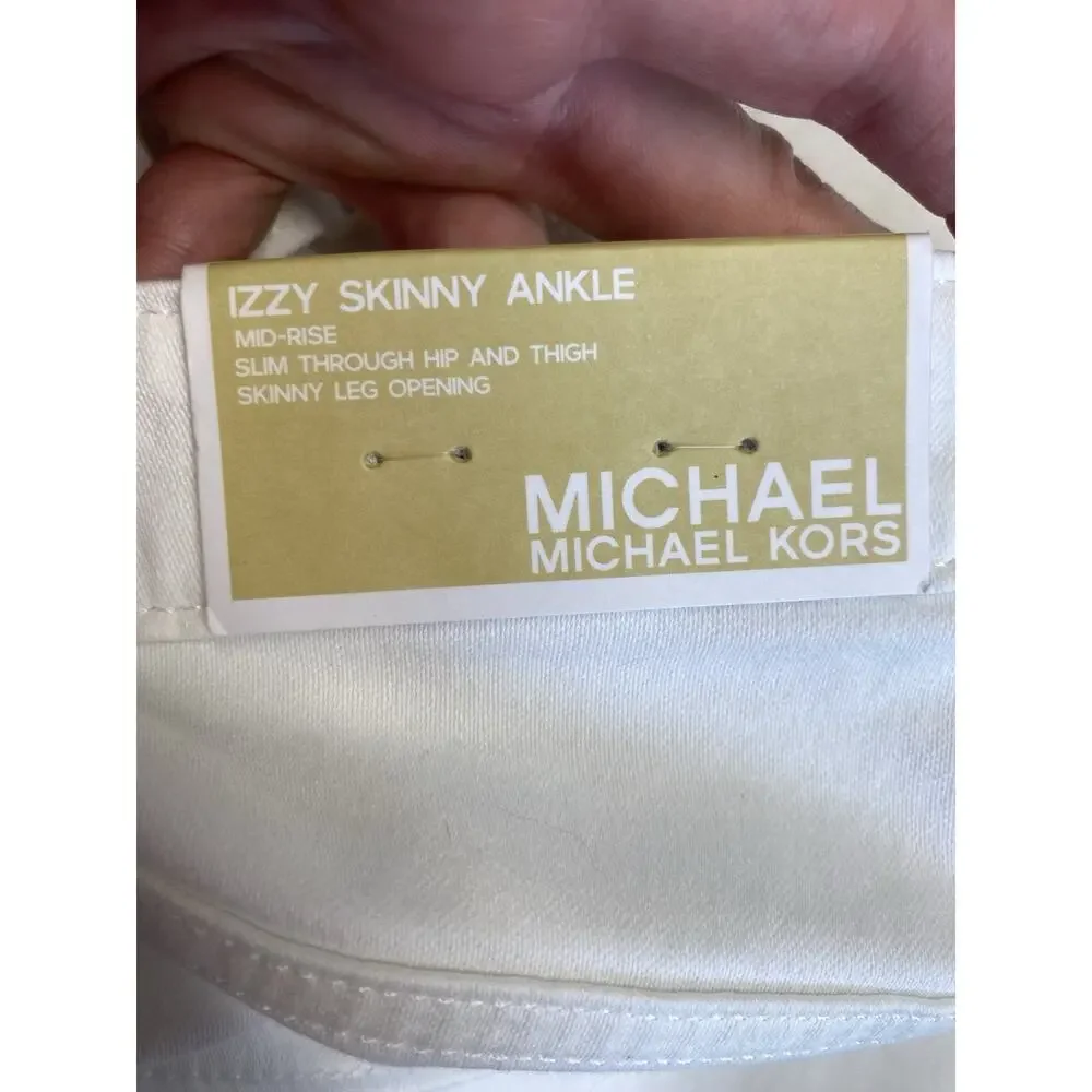 Michael Kors Jeans Womens 6 NEW Izzy Skinny Ankle White Stretch Coastal Denim